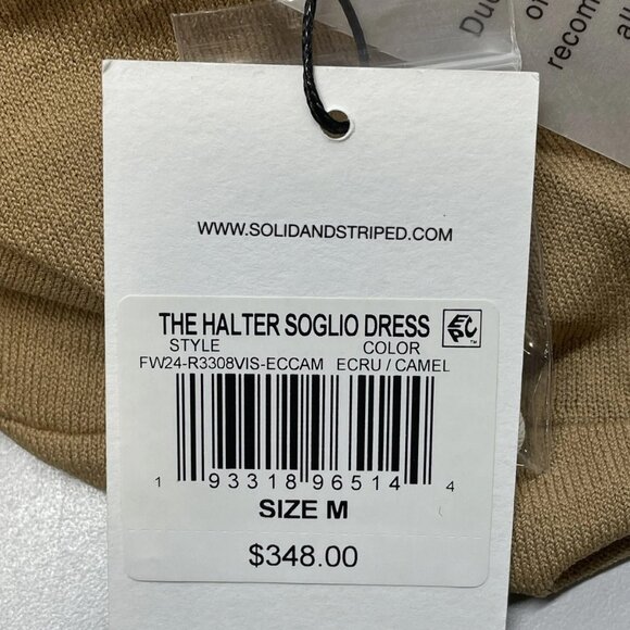NEW SOLID & STRIPED Women's Dress The Halter Soglio Size M Camel by - Picture 7 of 10